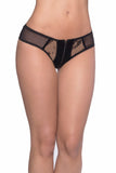 Black Velvet & Lace Zipper Front Hipster Panty in S/M