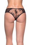 Black Velvet & Lace Zipper Front Hipster Panty in S/M