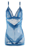 Mykonos Blue Satin Trimmed Babydoll & G-String in 3X