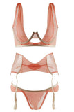 Fresh Peach Wavy Mesh Bra in S
