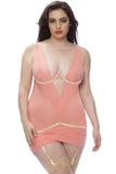 Fresh Peach Ruffle Mesh Chemise in 3X
