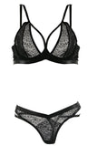 Zana Black Geo Lace Bra & Thong in S