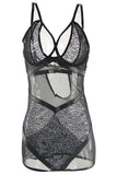 Lights Out Black Geo Net Babydoll in L