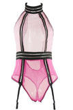 Bon Bon Pink Sheer Mesh Teddy in S/M