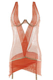 Fresh Peach Ruffle Mesh Chemise in XL