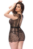 Charlette Black Striped Babydoll & G-String in 1X