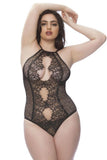 Scoop Back Black Eyelash Lace Teddy in 2X