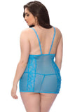 Diva Blue Galloon Lace Babydoll in 1X/2X
