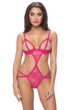 Fuchsia Shelf Cup Crotchless Teddy in OS