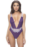 Grape Plunging Applique Teddy in XL