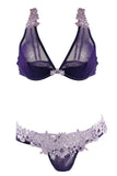 Grape Shelf Cup Bra and Applique Panty in M