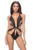 Black Open Ruffled Cage Teddy in OS