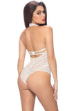 White Floral Striped Collared Teddy in S/M