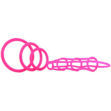 Neon Silicone Cage & Love Ring Set in Pink