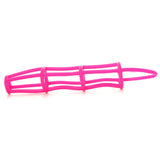 Neon Silicone Cage & Love Ring Set in Pink