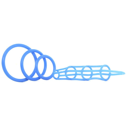 Neon Silicone Cage & Love Ring Set in Blue