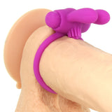 Neon Rabbit Vibrating Cock Ring in Purple