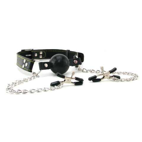 Fetish Fantasy Extreme Deluxe Ball Gag & Nipple Clamps