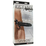 Extreme 9" Vibrating Hollow Silicone Strap-On in Black