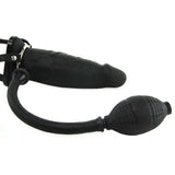 Extreme 8" Inflatable Hollow Silicone Strap-On in Black