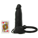 Extreme 8" Inflatable Hollow Silicone Strap-On in Black