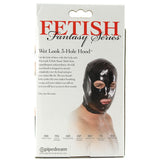 Fetish Fantasy Wet Look 3-Hole Hood Large in Black