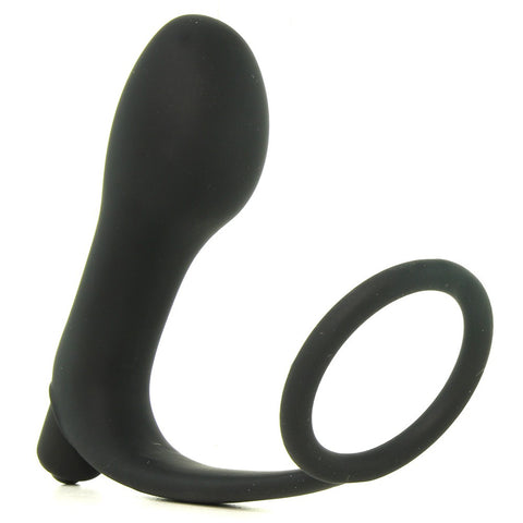 Ass-Gasm Vibrating Cock Ring Plug in Black