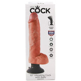 King Cock 10" Vibrating Dildo with Balls in Flesh Tone