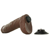 King Cock 10" Vibrating Dildo with Balls in Brown