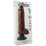 King Cock 10" Vibrating Dildo with Balls in Brown