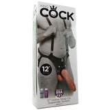 King Cock 12" Hollow Strap-On Suspender System in Flesh