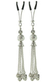 Tweezer Nipple Clamps with Silver Chain Tassels