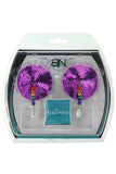 Round Sequin Nipple Covers with Rainbow Beads in Magenta