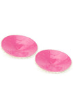 Round White Satin Nipple Covers with Pink Crystal Beading