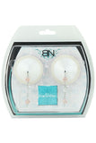 Round White Satin Nipple Covers with Pink Crystal Beading
