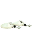 Round White Satin Nipple Covers with Black & Silver Beads