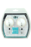 Round White Satin Nipple Covers with Black & Silver Beads