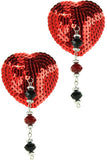 Red Sequin and Charm Heart Pasties