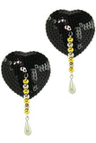 Black Sequin Beaded Pearl Pasties