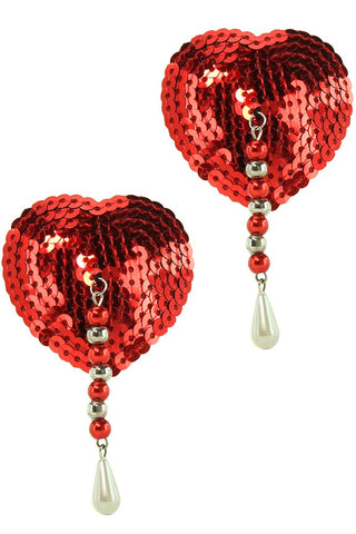 Red Sequin Beaded Pearl Pasties