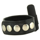 Leather 7 Speed Vibrating Erection Ring in Black