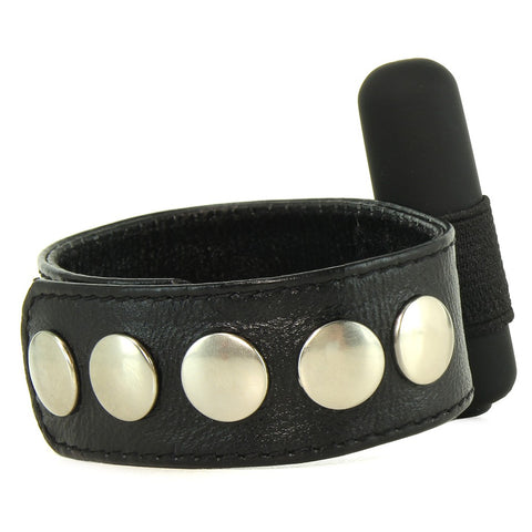 Leather 7 Speed Vibrating Erection Ring in Black