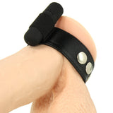 Leather 7 Speed Vibrating Erection Ring in Black