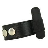 Leather 7 Speed Vibrating Erection Ring in Black