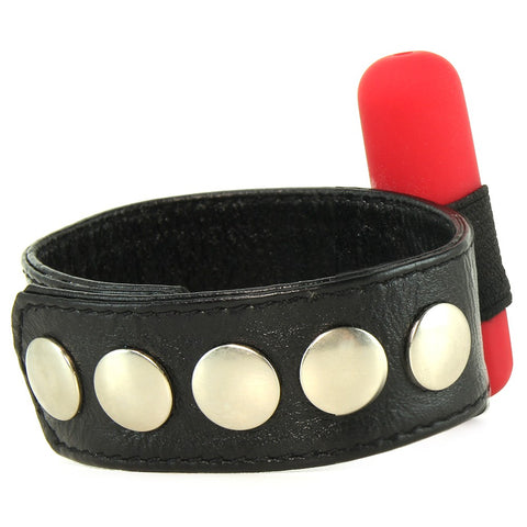 Leather 3 Speed Vibrating Erection Ring in Red