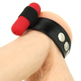 Leather 3 Speed Vibrating Erection Ring in Red