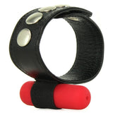 Leather 3 Speed Vibrating Erection Ring in Red