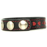 Heart Inlayed Leather Erection Ring