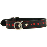 Heart Inlay Leather Buckled Collar