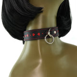 Heart Inlay Leather Buckled Collar